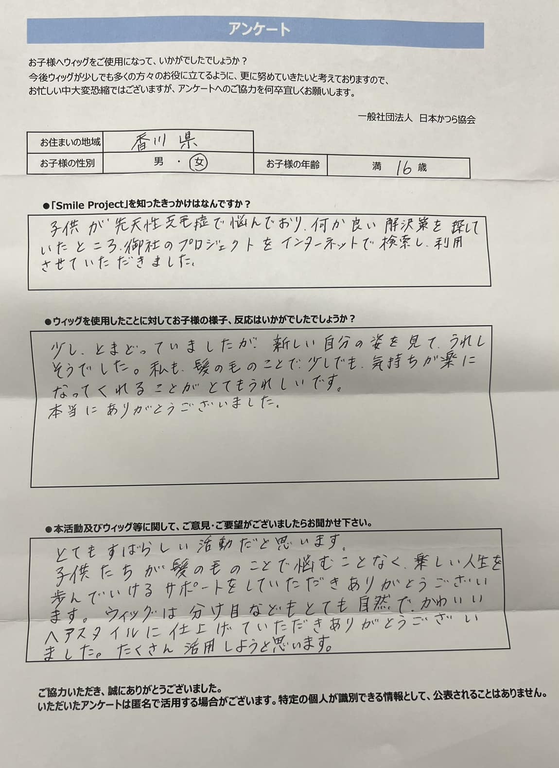 香川県 16歳 女の子